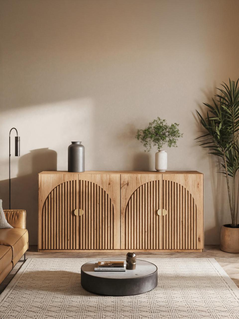 Spry Interior Modern Wood Sideboard with Fluted Arch, Contemporary Buffet Cabinet & Credenza for Dining or Living Room, SITHTTSD004