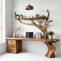 Nature-Inspired Tree Branch Desk, Sculptural Solid Wood Corner Workstation for Home Office, Study Table