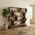 Organic Sculptural Bookshelf, Solid Wood Curved Tree Branch Bookcase, Decorative Display Shelf for Office