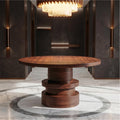 Organic Round Entryway Table, Solid Wood Sculptural Pedestal Foyer Table, Rustic Accent Table for Living Room