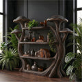 Natural Wood Mushroom Bookcase For Living Room And Reading Room
