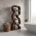 Wooden Bathroom Storage Cabinet, Handcrafted Standing Floor Organizer with Open Shelves