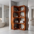 Sculptural Wood Bathroom Cabinet, Freeform Curved Shelves Standing Storage Organizer Cabinet