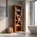 Rustic Bathroom Storage Cabinet, Natural Wood Branch Structure Floor Cabinet with Shelves