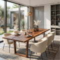 Spry Interior Modern Walnut Dining Table with Minimalist U-Shape Base, Luxury Solid Wood Kitchen Table for Dining Room, SINLSADT188