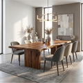 Sculptural Wood Dining Table with Chunky Pedestal Base, Round Solid Wood Kitchen Table for Dining Room