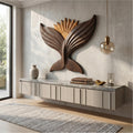 Sculptural Eagle Wooden Wall Art, Hand-Carved Flying Bald Eagle Wildlife Decor for Living Room, Entryway