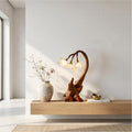 Modern Floral Table Lamp With Sculptural Wood Base For Living Room