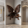 Butterfly-Inspired Floating Shelf, Sculptural Live Edge Wood Wall Shelf for Living Room, Bedroom & Entryway Decor