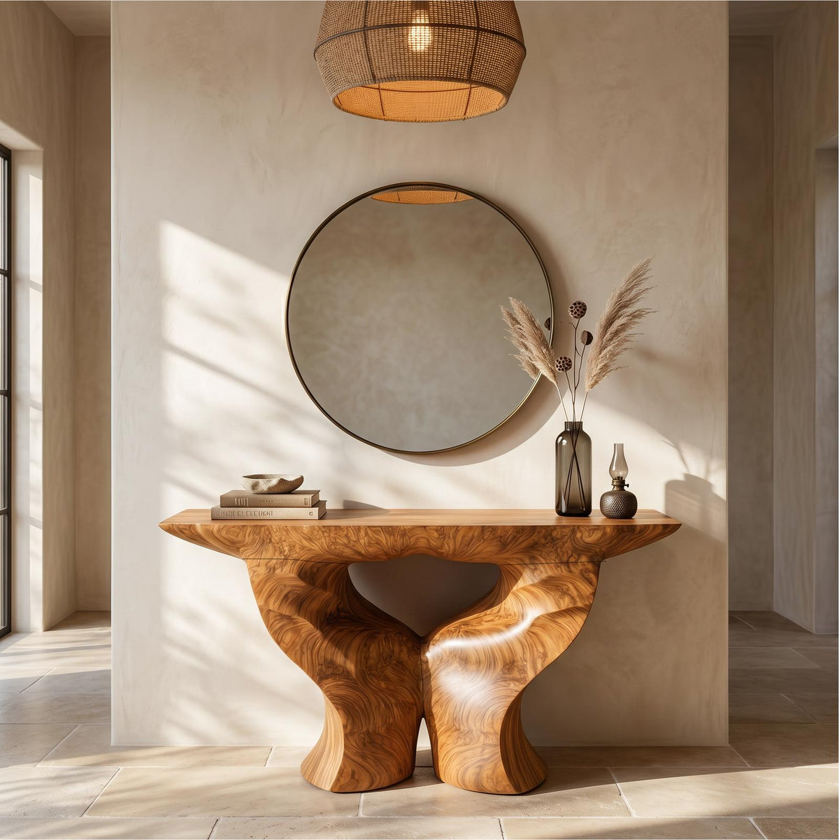 Organic Console Table, Nature Inspired Artistic Root Wood Entryway Table for Foyer & Living Room