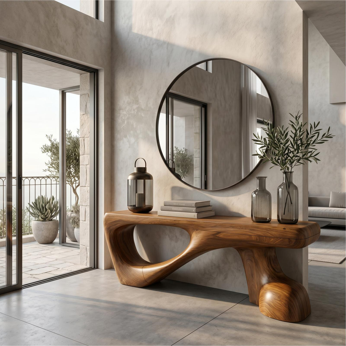 Rustic Console Table, Organic Tree Root Inspired Wood Entryway Table for Hallway & Living Room Decor