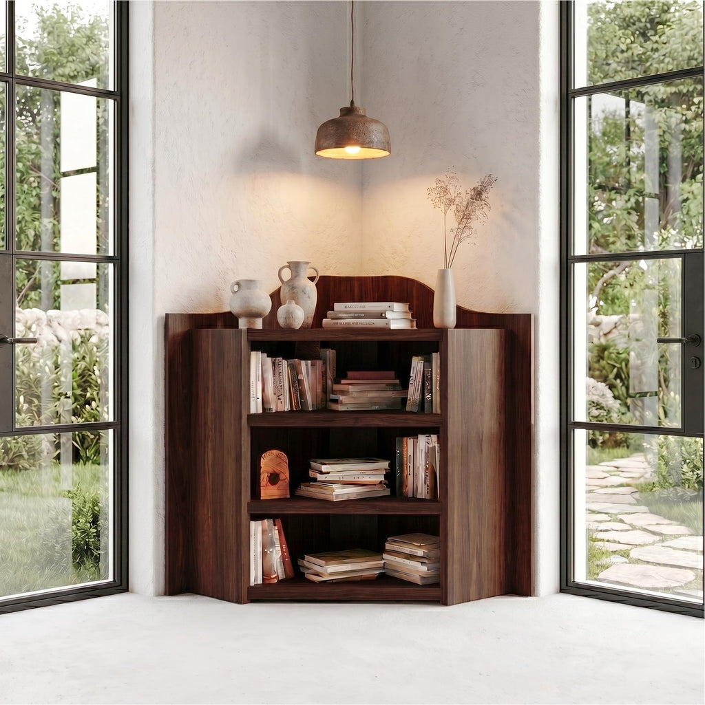 Natural Wooden Bookshelf, Open Multi-Tier Shelves & Storage Display Cabinet for Living Room & Bedroom