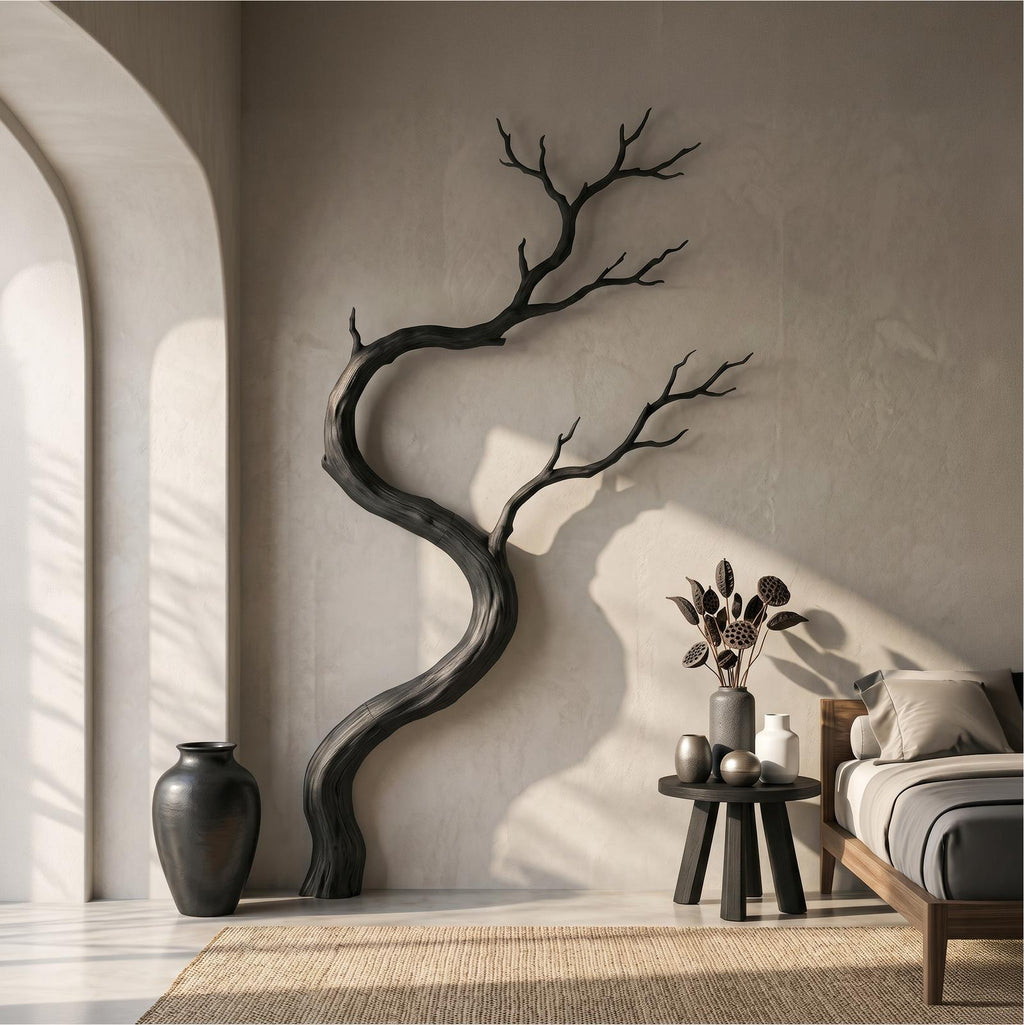 Spry Interior Artisan Wooden Wall Decor, Sculptural Driftwood Branch Hanging Sculpture for Living Room, SINLSAWD121