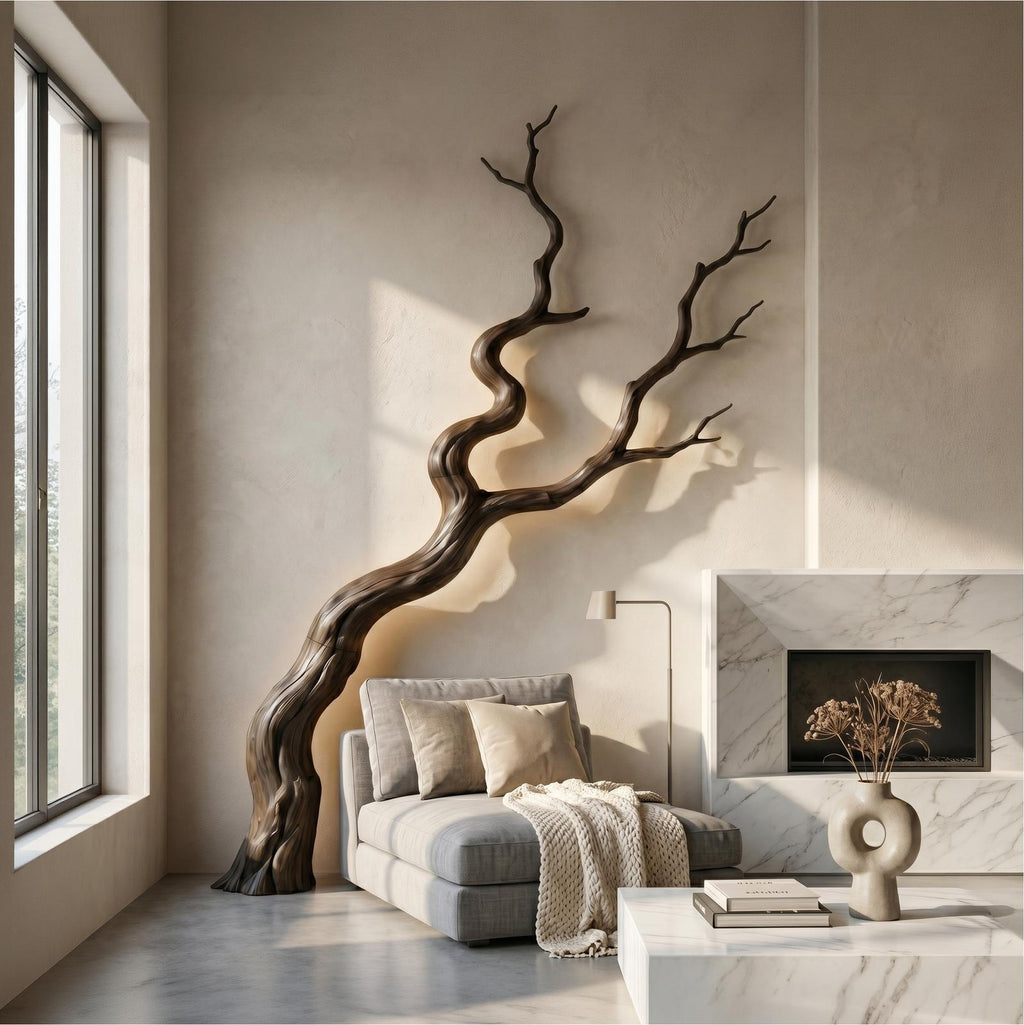 Nature Inspired Wall Decor, Sculptural Wood Tree Branch Art Sculpture for Living Room & Bedroom