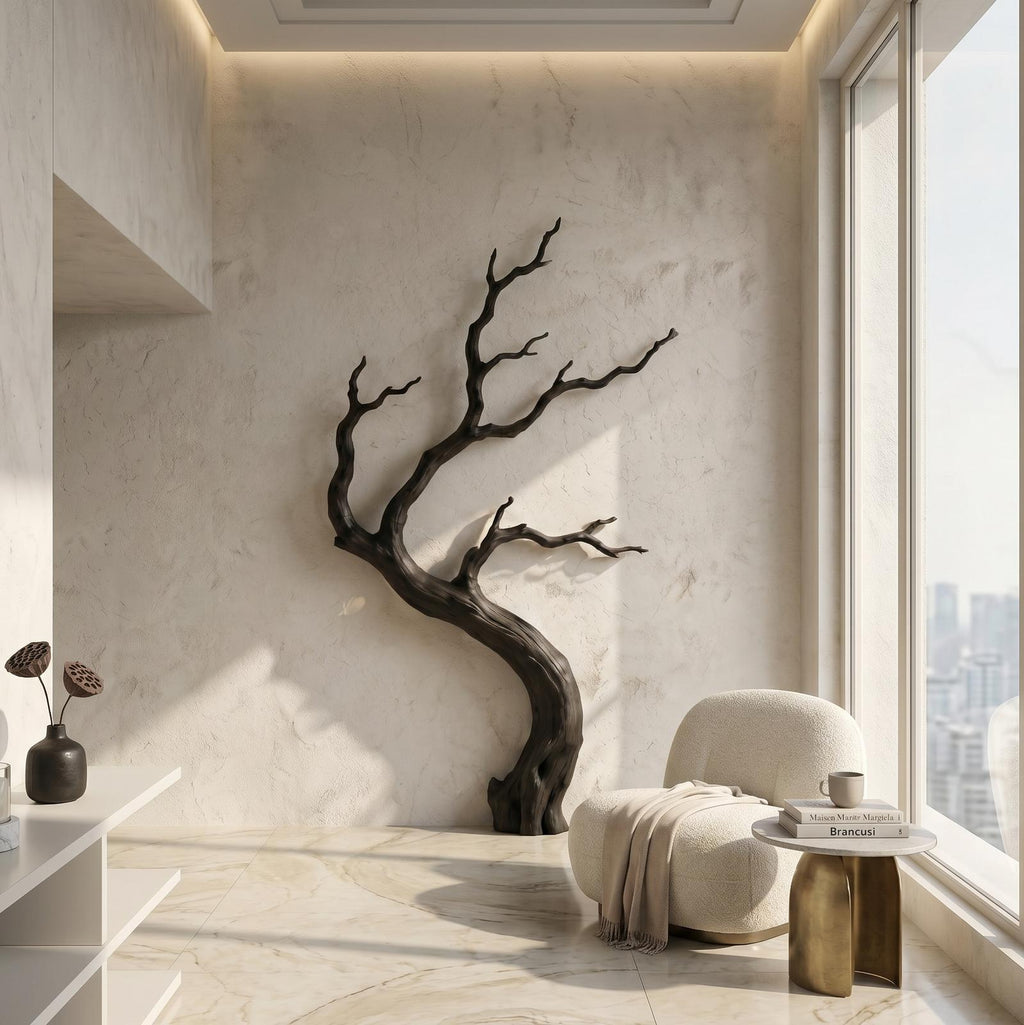 Rustic Wooden Wall Decor with Tree Branch Design, Handcrafted Driftwood Art Sculpture for Living Room