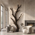 Organic Modern Branch Wall Art, Handcrafted Wood Tree Branch Sculpture for Living Room Decor