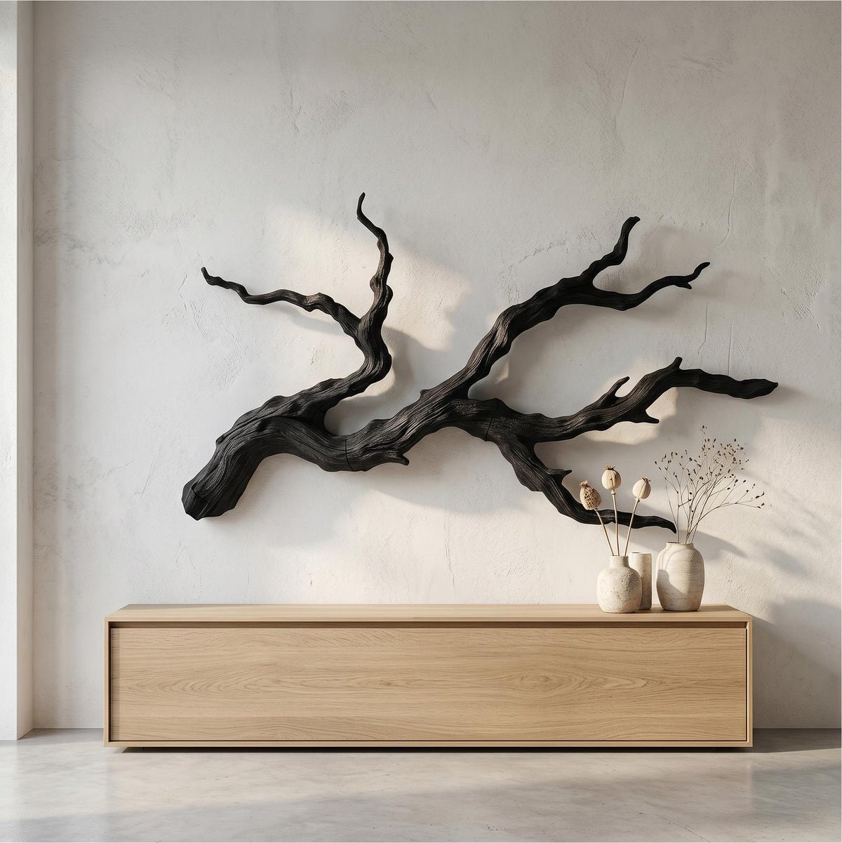 Handcrafted Branch Wood Wall Art, Rustic Nature-Inspired Tree Limb Sculpture for Living Room Bedroom, Model