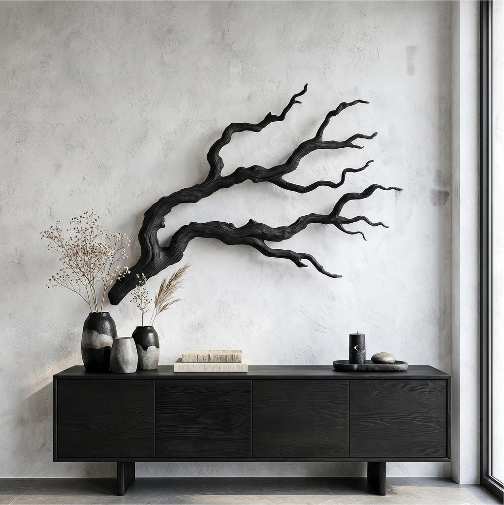 Nature Inspired Branch Wall Art, Handcrafted Organic Wood Tree Limb Sculptural Wall Decor for Living Room, Model
