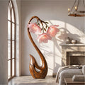 Sculptural Flower Floor Lamp, Handcrafted Organic Wood Blooming Rose Shape Standing Light for Bedroom, Model