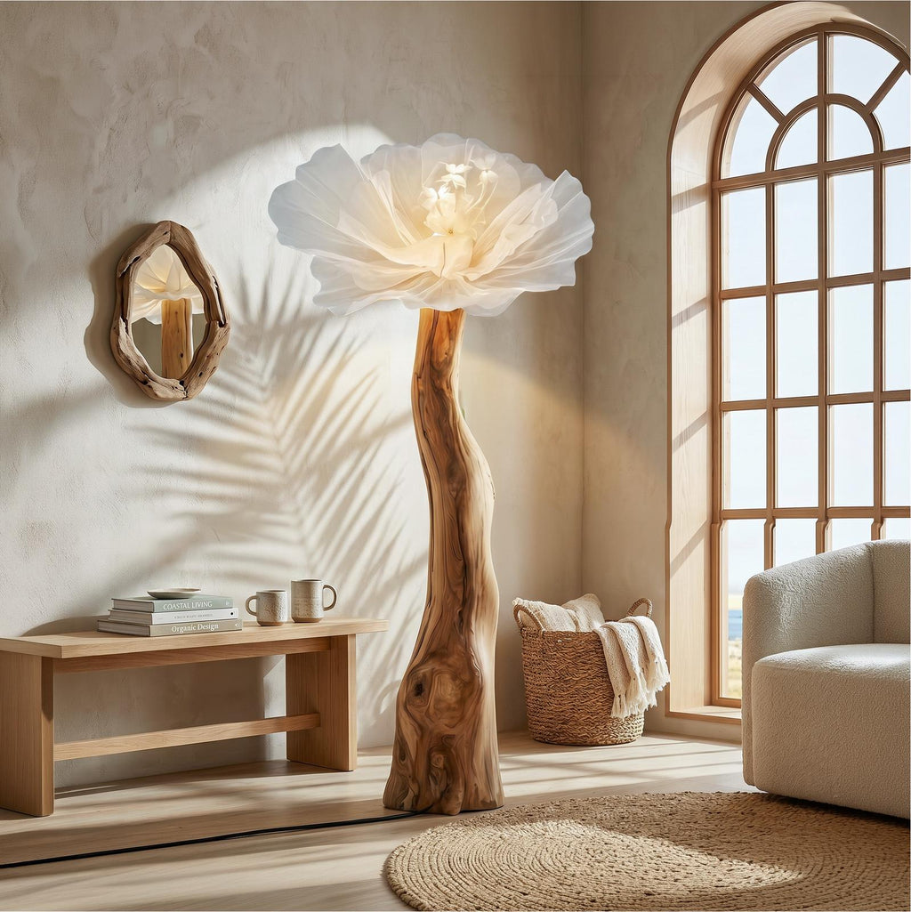 Sculptural Standing Lamp Organic Blossom Form For Living Room