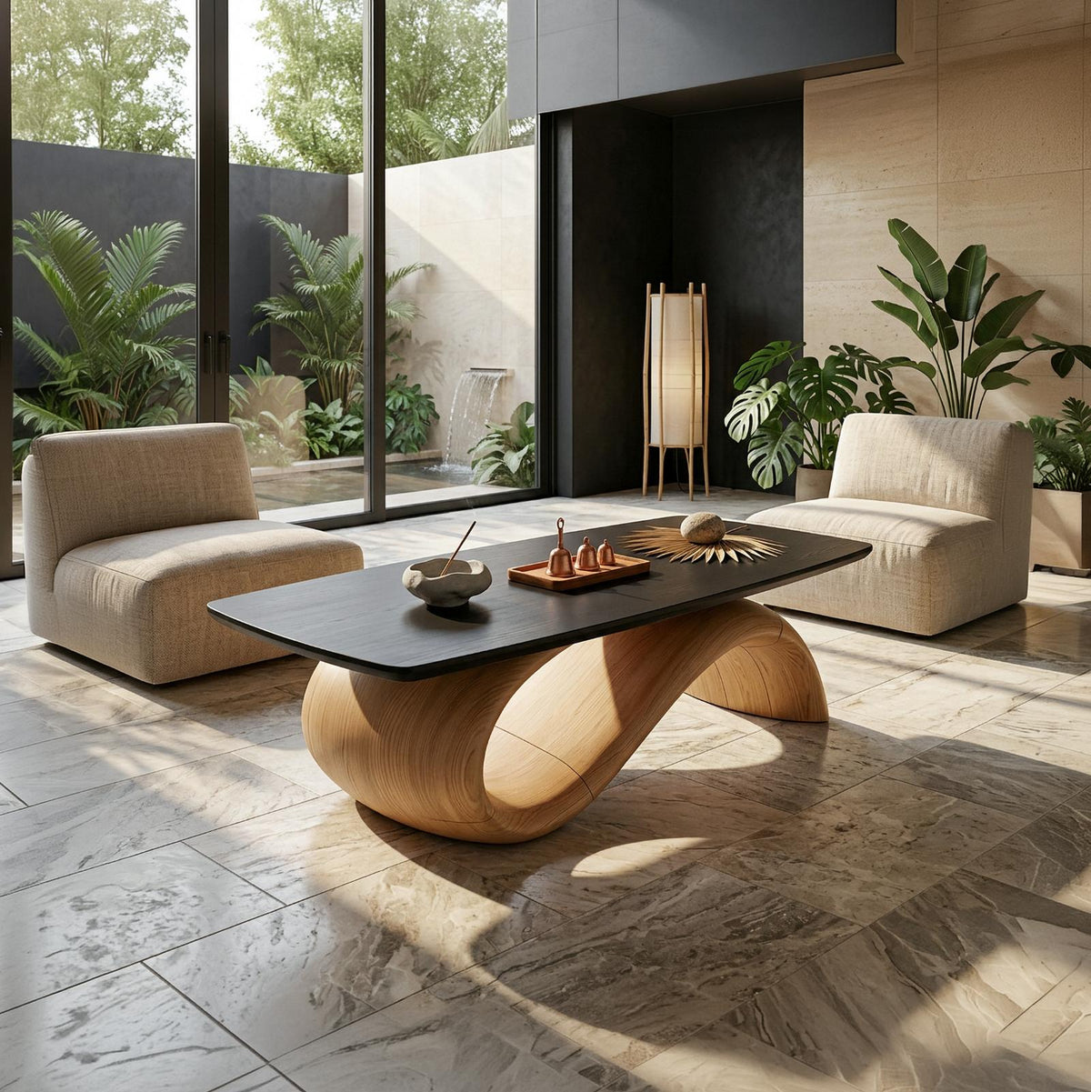 Handcrafted Coffee Table With Artistic Wood Design For Living Room