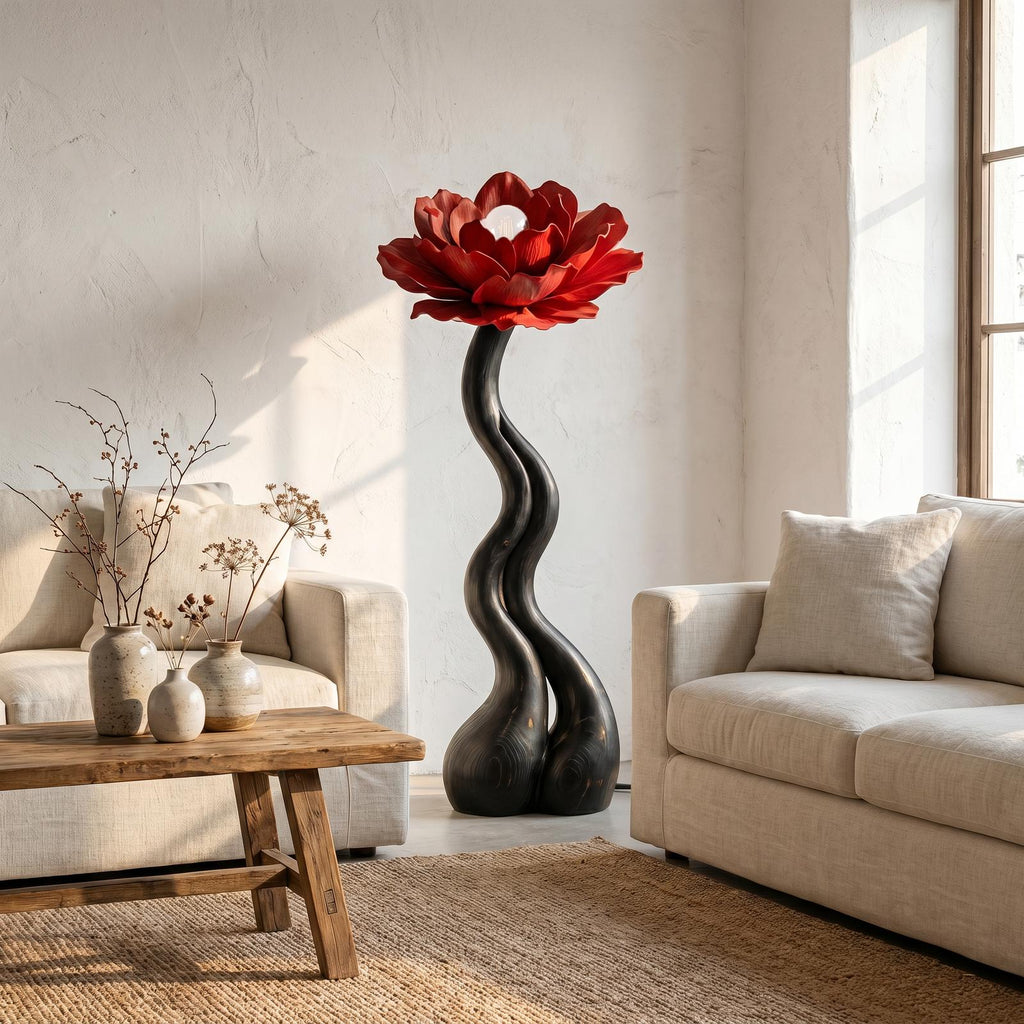 Modern Floor Lamp With Handcrafted Flower Form For Living Room