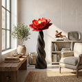 Nature Inspired Floor Lamp With Blooming Flower Silhouette For Living Room