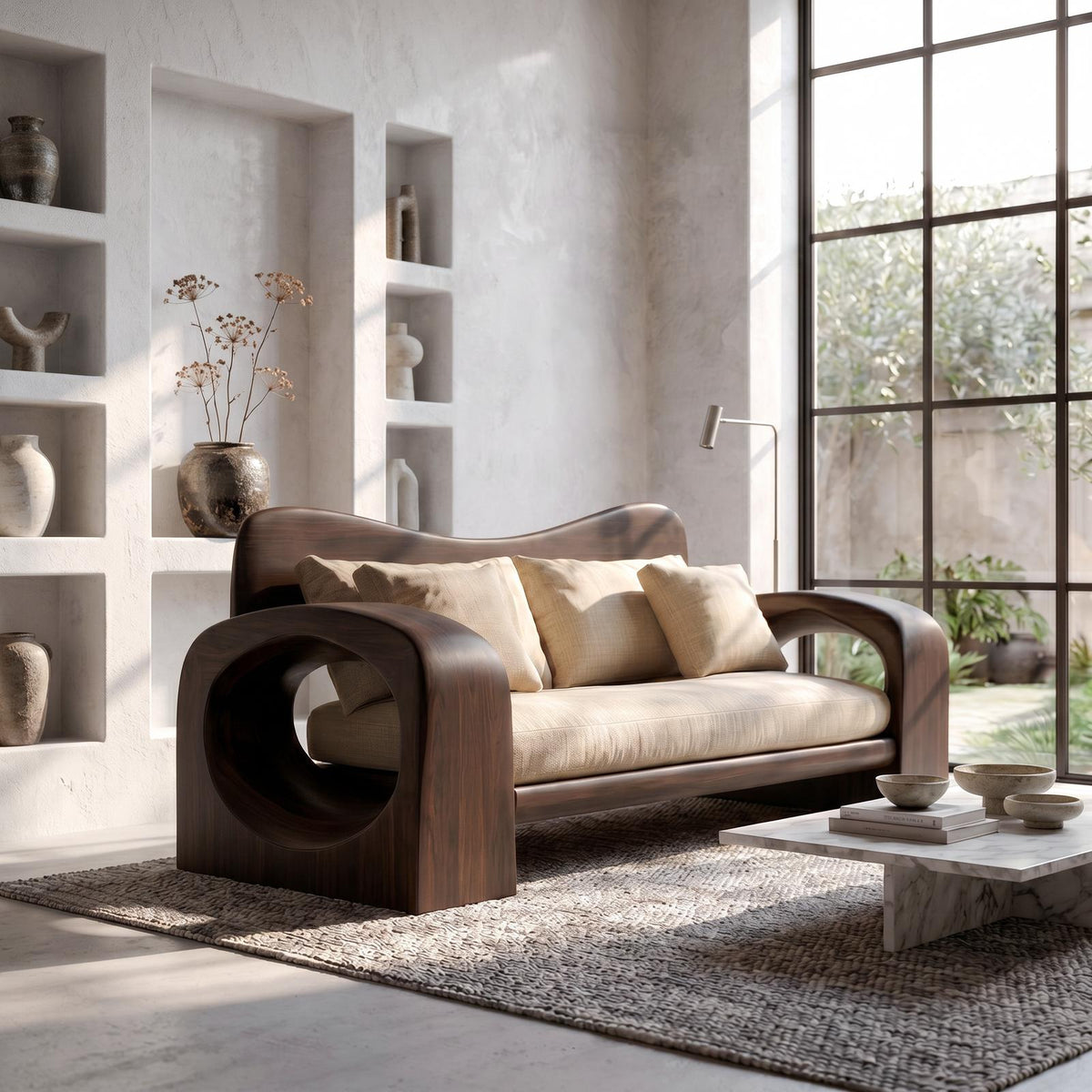 Organic Sofa Frame With Handcrafted Solid Wood Structure For Living Room