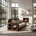 Modern Sofa Frame With Sculptural Solid Wood Armrests For Living Room