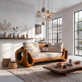 Organic Sofa Frame With Sculptural Circular Armrests For Living Room