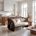 Modern Organic Sofa With Sculptural Perforated Wood Frame