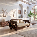 Minimalist Sofa Frame With Solid Wood Artistic Arms For Living Room