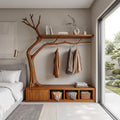 Rustic Wooden Cabinet With Tree Shaped Living And Bedroom