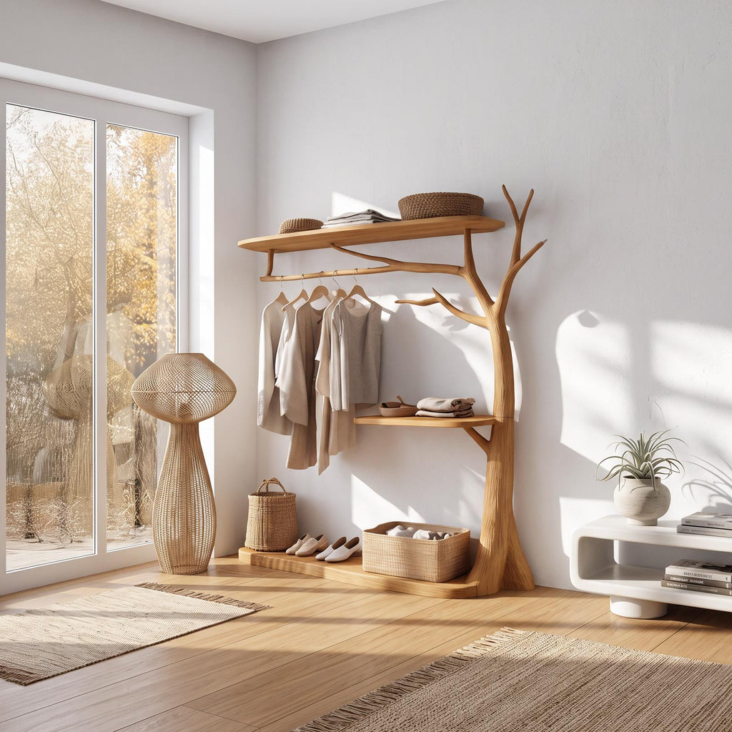 Rustic Wardrobe Rack Entryway Mudroom Storage