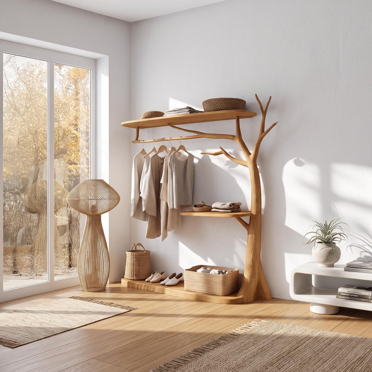 Rustic Wardrobe Rack Entryway Mudroom Storage