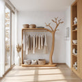 Rustic Tree Clothing Shelf Rack Entryway Bedroom