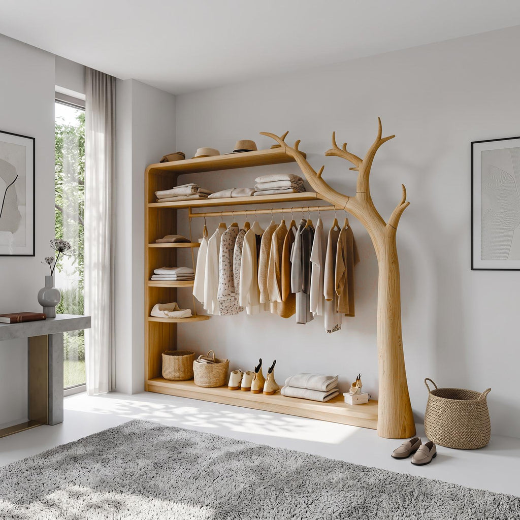 Rustic Tree Wardrobe Rack Bedroom Or Entryway Closet Storage