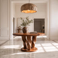 Rustic Round Entryway Table With Twisted Tree Inspired Design For Foyer And Entryway