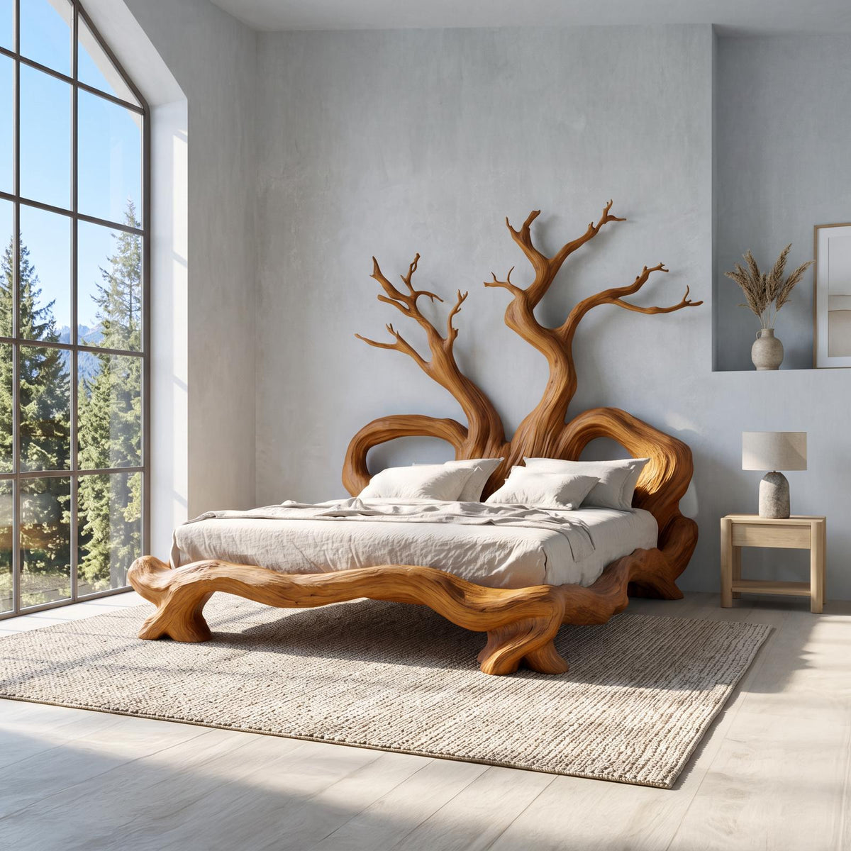 Rustic Artistic Tree Bed Nature Modern Bedroom SINLSAWB071