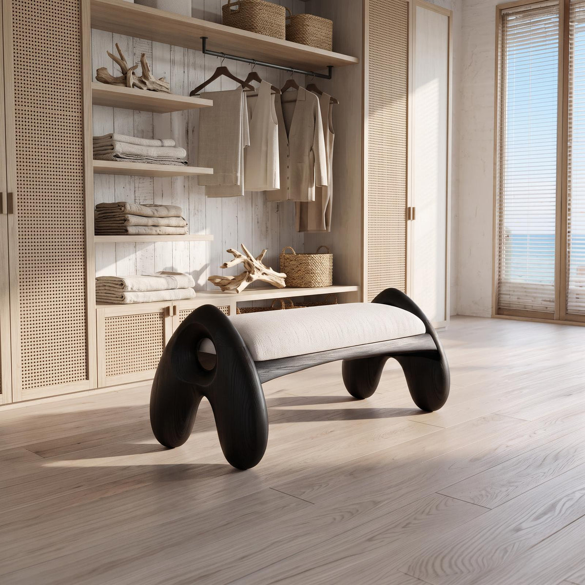 Minimalist Halloween Accent Bench With Angled A Legs For Bedroom And Dressing Room SINLSABEN142