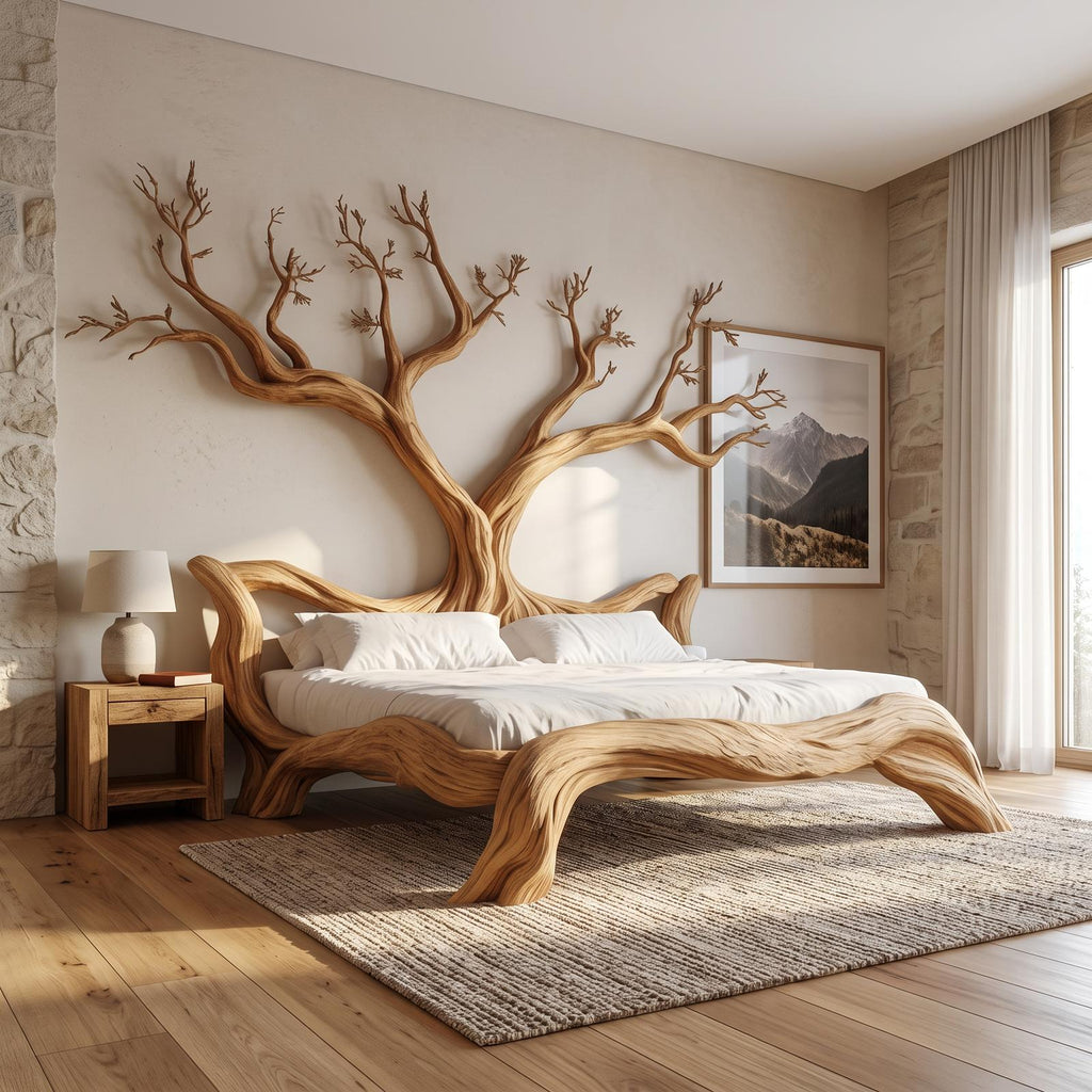Rustic Rustic Sculptural Tree Bed Organic Bedroom SINLSAWB074