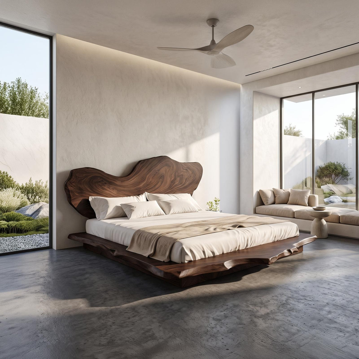 Rustic Handcrafted Wooden Bed Bedroom SINLSAWB076