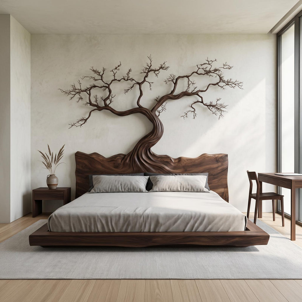 Rustic Bedroom Wooden Platform Bed Frame SINLSAWB079