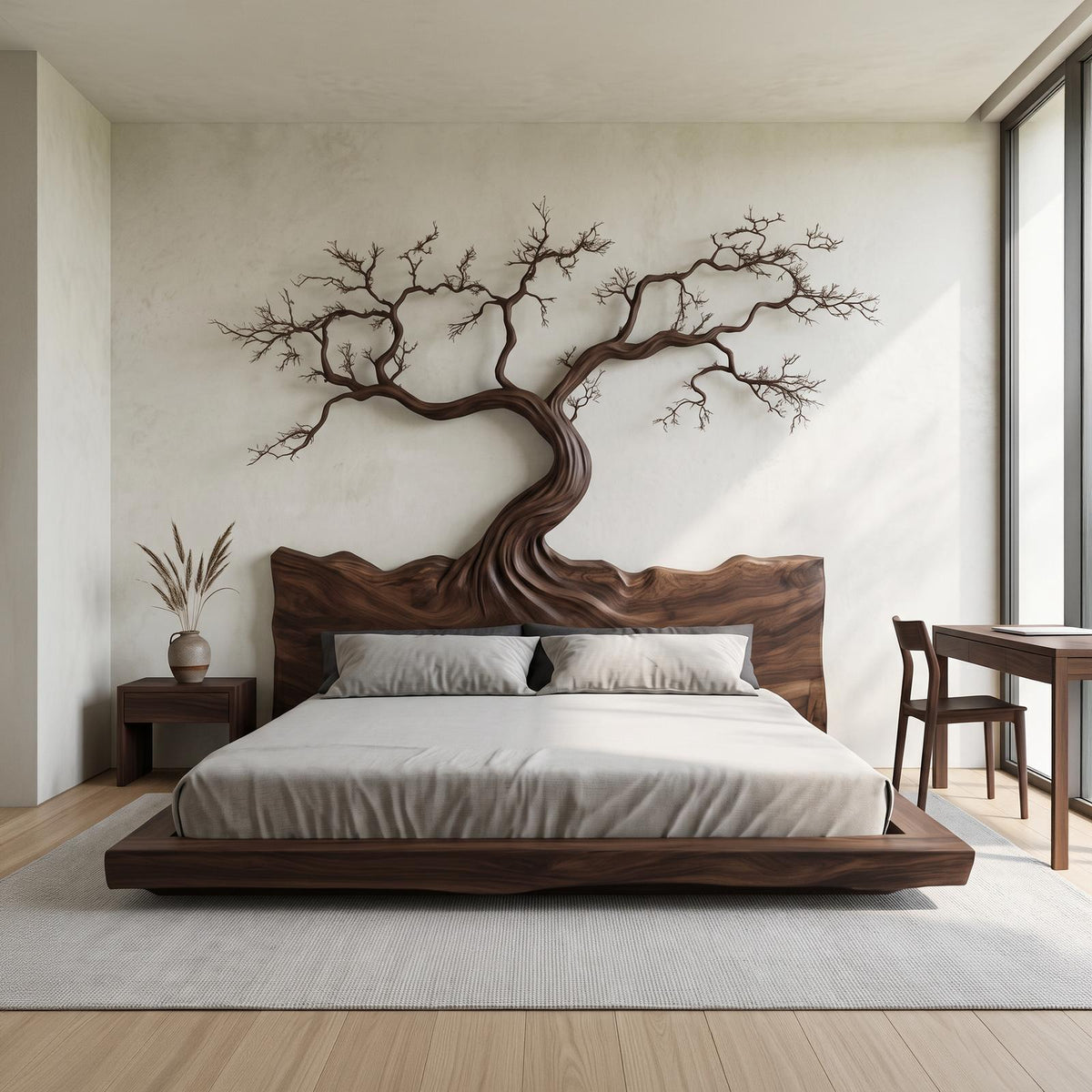 Rustic Bedroom Wooden Platform Bed Frame SINLSAWB079