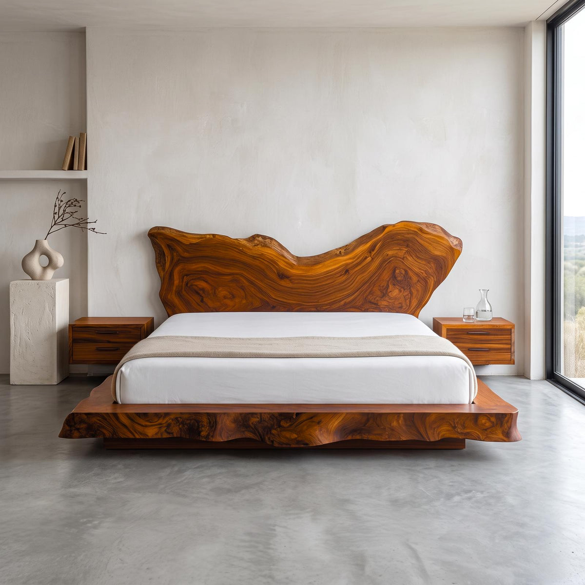 Mid Century Bedroom Solid Timber Bed SINLSAWB080
