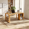 Scandinavian Minimalist Work Desk, Solid Wood Writing Computer Table for Home Office, Sleek Bedroom Study Desk