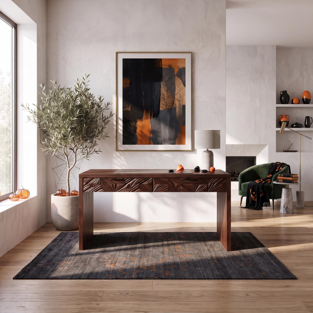 Modern Home Office Desk With Integrated Drawers For Bedroom