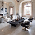 Dark Wooden Coffee Table With Minimalist Base And Natural Grain Detail For Lounge