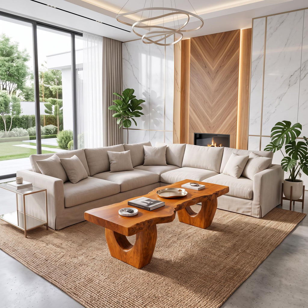 Modern Coffee Table With Open Hollow Legs And Clean Profile For Lounge
