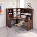 Contemporary Corner Desk With Built In Bookcase For Workspace